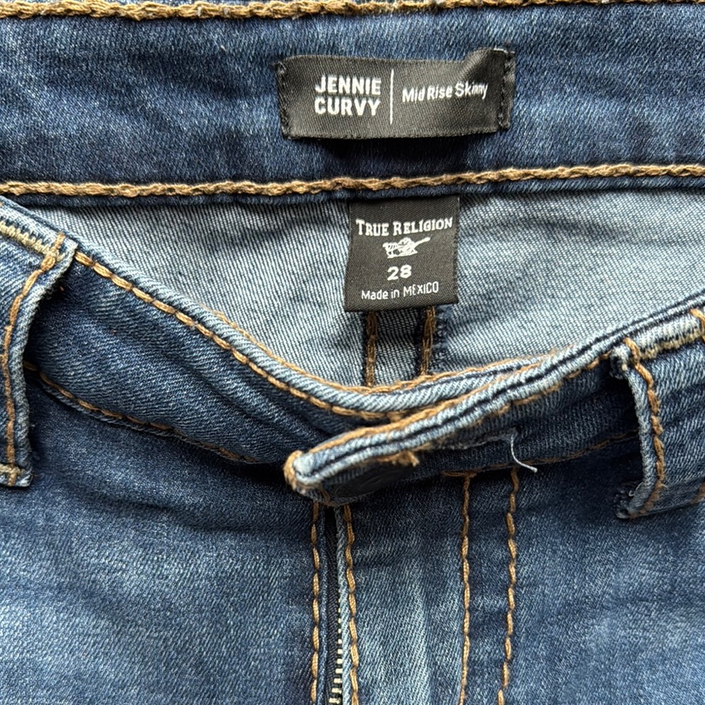 True Religion Blue Skinny Jeans size 28 Jennie curvy mid rise
